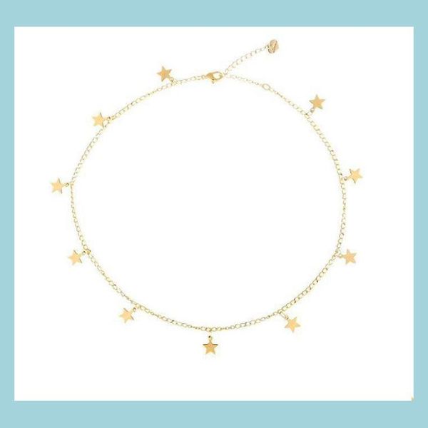 

chokers star choker necklace sier gold pentagram necklaces chokers collars chain women fashion hip hop jewelry drop delivery pendants dhpig, Golden;silver