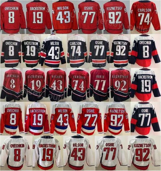 

custom 2022 men reverse retro hockey alex ovechkin jersey nicklas backstrom tom tj oshie evgeny kuznetsov john carlson stitched hockey jerse, Black;red