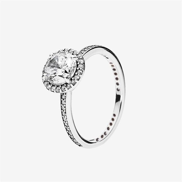 

beautiful women wedding ring big cz diamond rings with original box set for pandora real sterling silver engagement gift ring315c, Slivery;golden