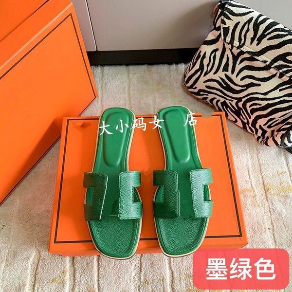 

famous brand beach slippers classic flat heel summer designer fashion flops leather lady slides women shoes l bath ladies sanda qqi, Black