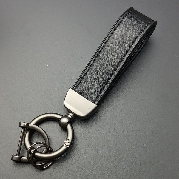 

fashionable leather car keychain customizable keychain premium keychains metal ring creative key chain pure black classic, Silver