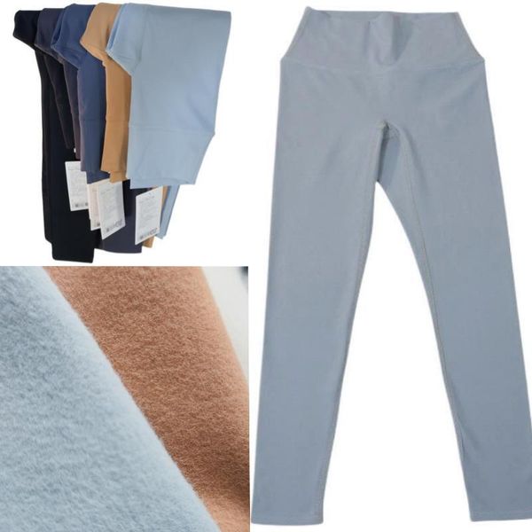 

yoga outfits lu align gym workout clothes running tights seamless fleece lined flannel leggings pants 6 piece colors keep warm thickened jog