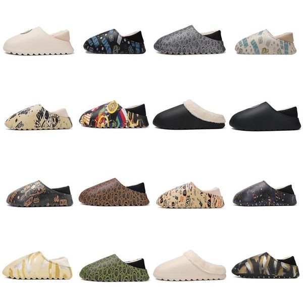 

2022 women man furry slippers fluffy faux fur slippers designer shoes warm indoor flip flops fashion anti-slip female slides size36-46, Black