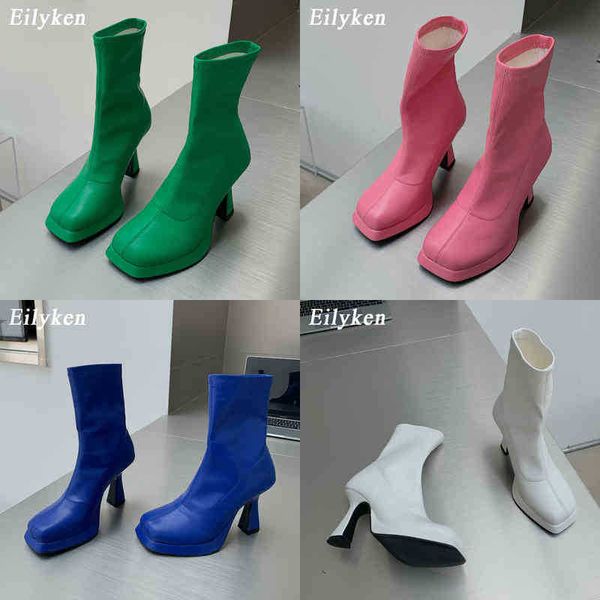 

boots eilyken 2023 new brand stretch women ankle boots fashion low platform heel ladies elegant short boots chelsea shoes 220913, Black