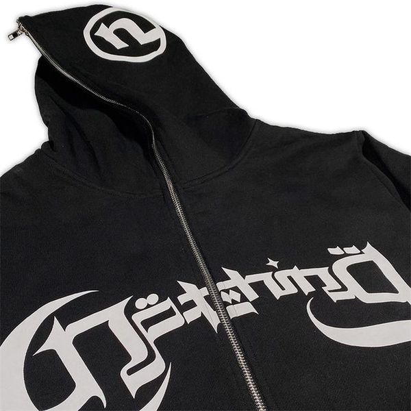 

women's hoodies sweatshirts letter printed zipper hoodie y2k casual retro long sleeve jacket men high street harajuku loose oversized s, Black