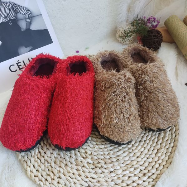 

wholesale women warm quality winter slippers soft non-slip furry indoor slippers bedroom, Black