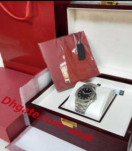 

3a quality men watch black dial mens automatic movement 40mm cal.324 watch classic 5711 watches stainless steel transparent back wristwatche, Slivery;brown