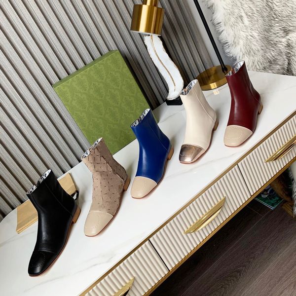 

new women's ankle boots luxury designer chelsea boots fashion high heel flats laser punched letter square jelly non-slip rubber leather, Black