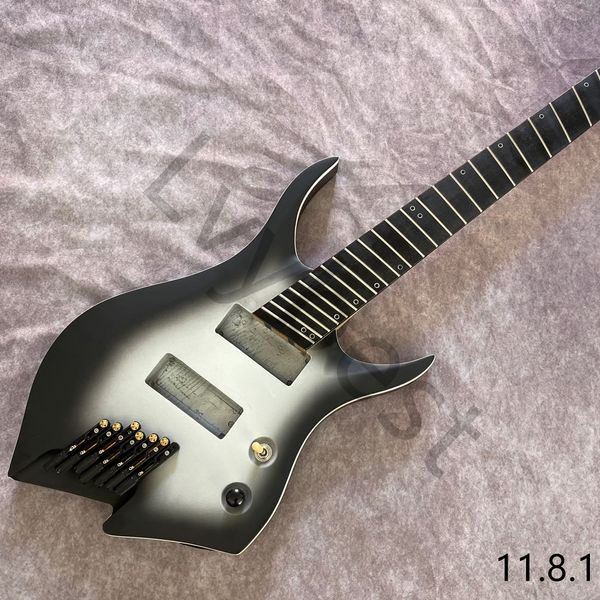 

lvyelectric guitar headless pickups can be installed silver center and black edge ebony fingerboard 5pcs neck ship