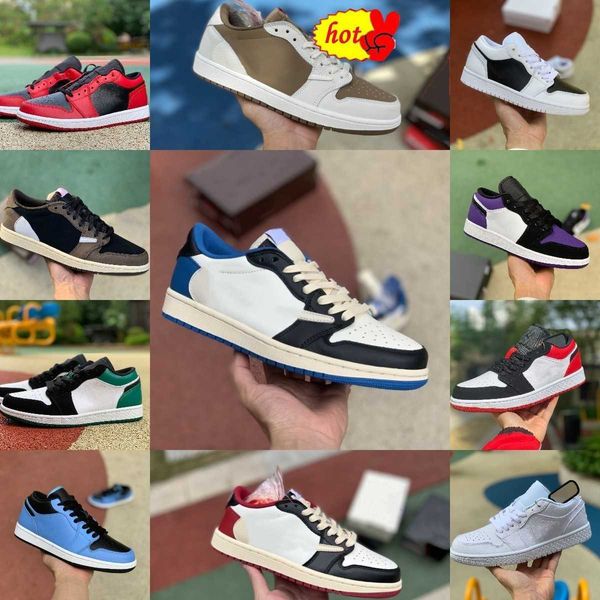 

2022 fragment ts jumpman x 1 1s low basketball shoes starfish white silver toe red gold banned unc court purple black toe shadow panda