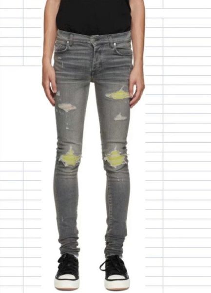 

hm601 quality mens jeans distressed motorcycle biker jean rock skinny slim ripped hole stripe fashionable snake embroidery denim pants, Blue