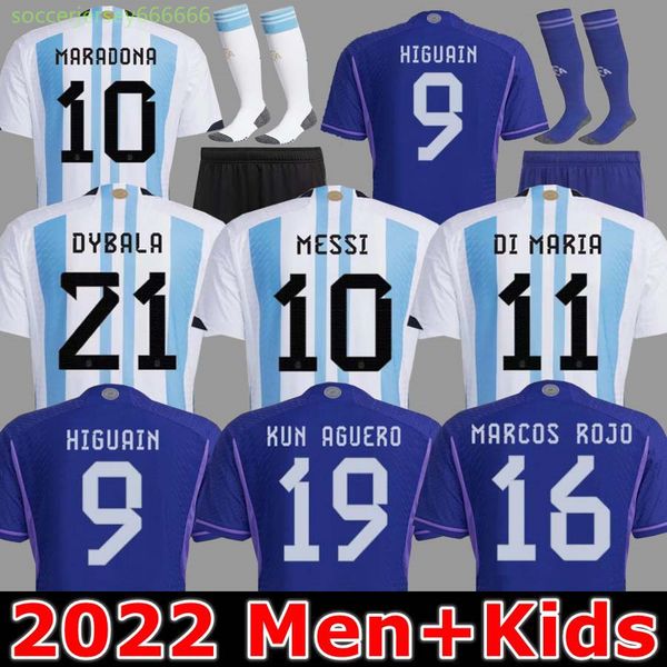 

3xl 4xl 2022 argentina soccer jersey fans player version world cup dybala aguero maradona di maria messis 22 23 home away pre-match men kids, Black;yellow