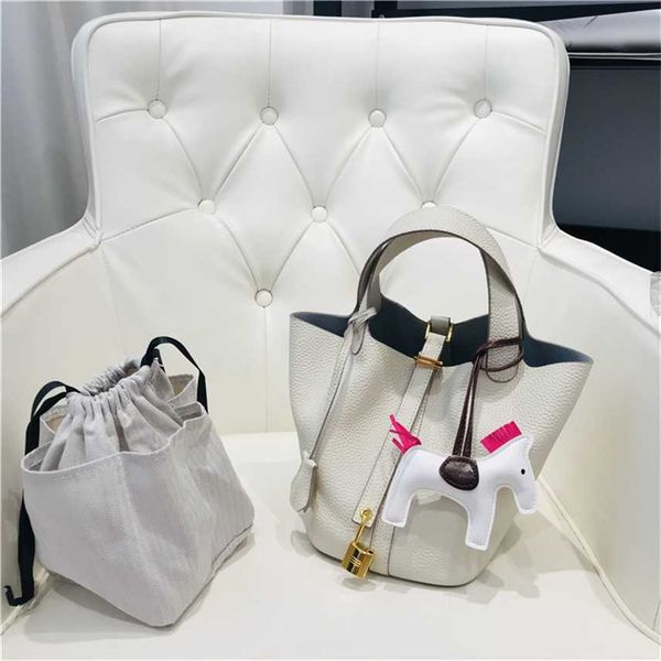 

design purse new head leather litchi pattern women's bag gold button vegetable basket bucket fashion simple leisure hand