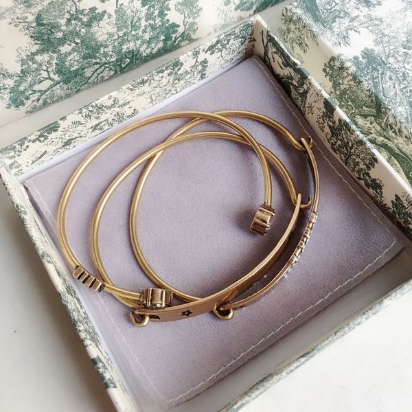 

letter gold bracelet charm bangle retro avant-garde beauty mandatory three ring split fashion jewelry, Black