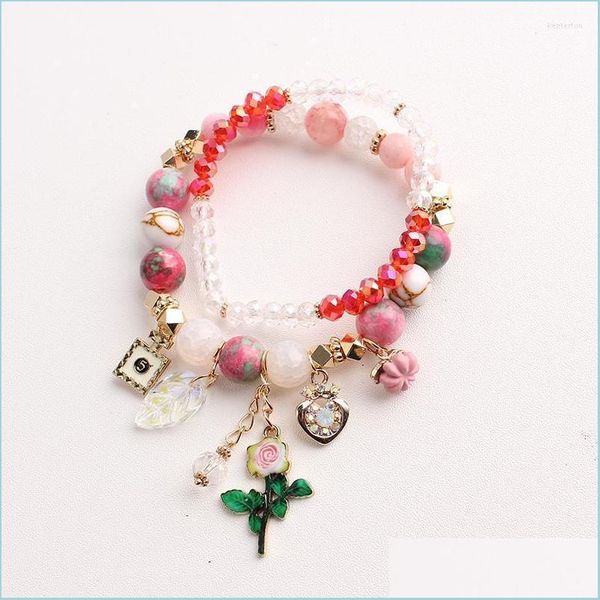 

charm bracelets charm bracelets rose sisi fresh korean style woman set glass foublelayer women wrist jewelry kent22 drop delivery dh0wp, Golden;silver