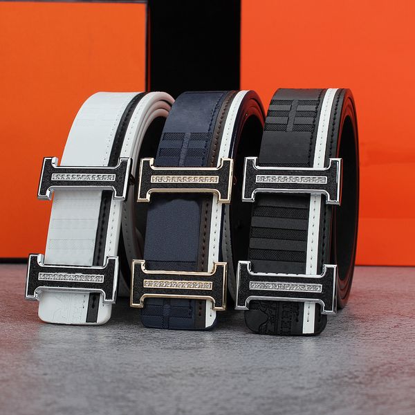 

classic brand belts for men women embossed cowhide designer belt waistband with crystal letter buckle, Black;brown