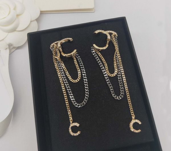 

2022 luxury quality charm drop earring with tassel design in two colors plated have box stamp ps3511a, Golden