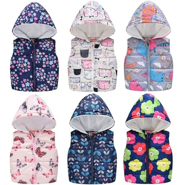 

waistcoat girls vest autumn winter warm plus velvet hooded waistcoats for girl toddler kids coat children birthday present 221110, Camo