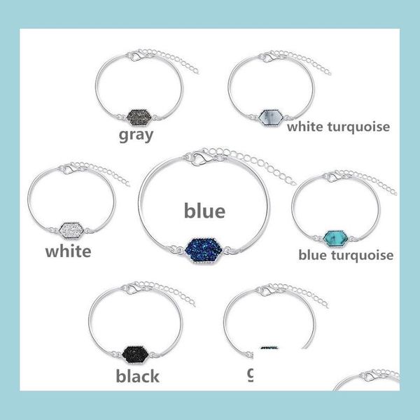 

charm bracelets natural stone diamond crystal charm bracelets for women new korean fashion jewelry black blue white drop delivery dhcbe, Golden;silver