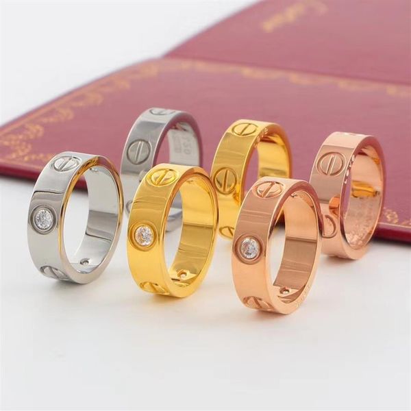 

titanium steel fashion jewelry women ring mens wedding rings sets diamond rose gold engagement rings 6mm226b, Silver