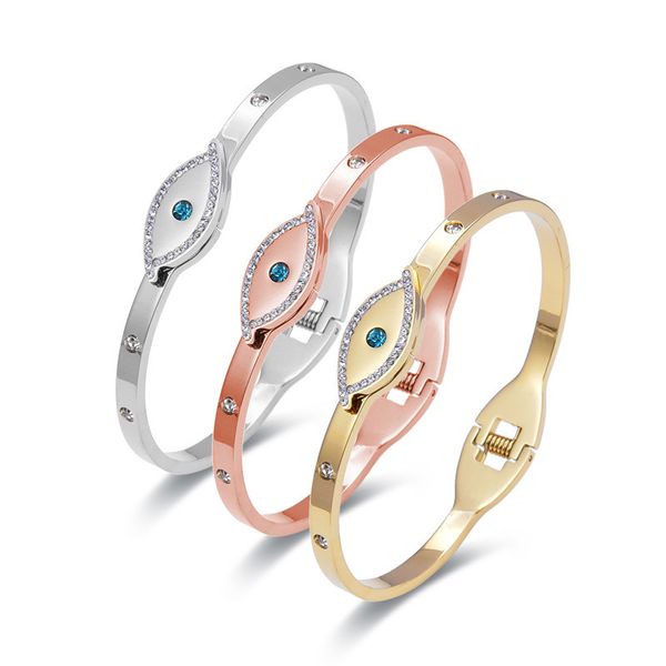 

luxury stainless steel evil eye bangle bracelet jewelry for women gift, Black