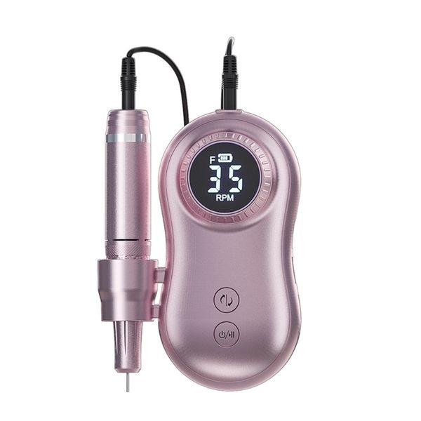 

nail art equipment 35000rpm machine manicure electric drill file led display rechargable for all gel 221109, Silver
