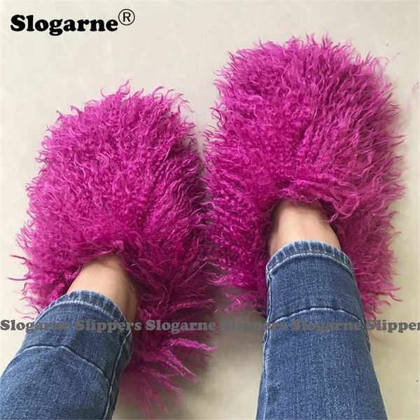 

slippers women's autumn winter fur plus size woman luxury ry faux plush warm home cotton shoes indoor slides 221110, Black