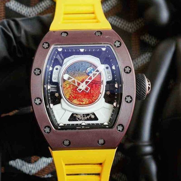 

luxury mens mechanical watch wine barrel richa milles rm52-05 automatic r fine steel case tape for men es swiss movement wristwatch, Slivery;brown