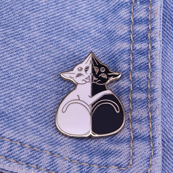 

black and white luna cat enamel pin cute animal brooch cat lovers gift, Blue