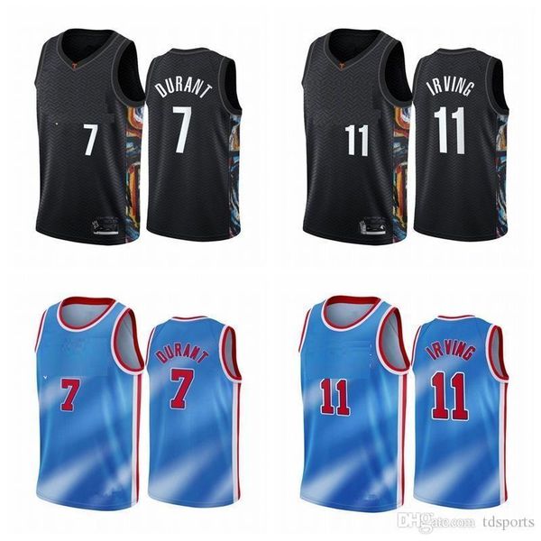 

college wear men's 7 kevin durant jersey 11 kyrie irving 72 biggie black city honor basquiat basketball jersey 2021, Black;red