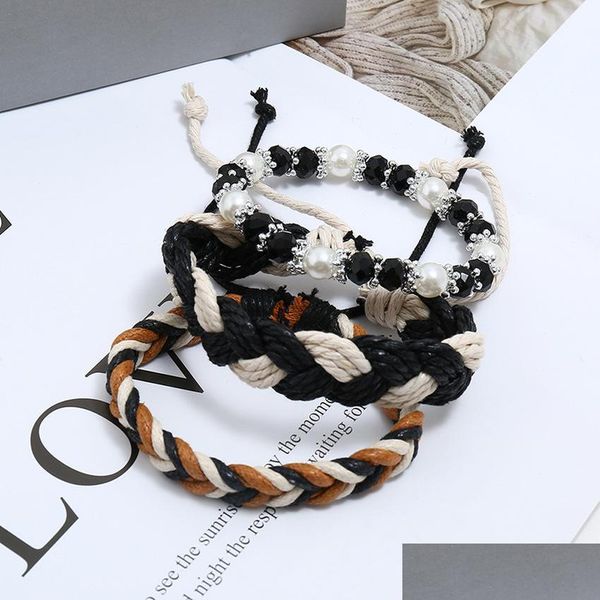 

charm bracelets weave mty layer wrap bracelet set braid adjustable stacking bracelets bangle cuff wrist band jewelry sets for women dhyfc, Golden;silver