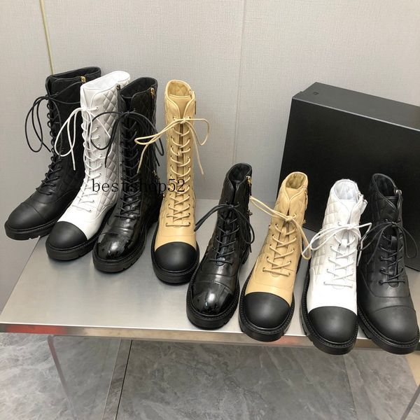 

stylish women waterproof high boot shiny calfskin dark beige black fringe booties buckle laces winter casual shoes designer luxury fashion a