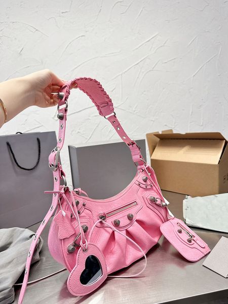 

designer bag women le cagole motorcycle bag designer shoulder bags luxury genuine leather crossbody clutch purse crocodile pattern half cres