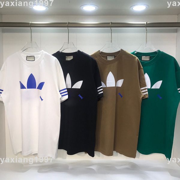 

2023ss spring and summer new hoodies high shirt grade cotton sweatshirts printing short pants sleeve round neck panel t-shirt size m-l-xl-xx, Black;brown