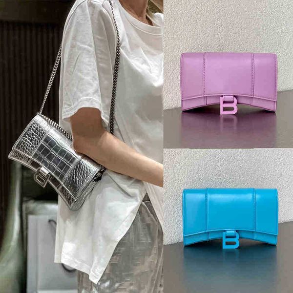 

women's handbags designer balnecigass bags chain mini 2022 b-button hourglass smooth crocodile single shoulder messenger