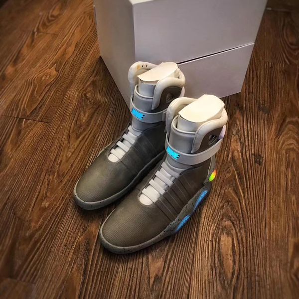 

2023 back to the future automatic laces air mag sneakers marty mcfly's led shoes back to the future glow in dark gray mcflys us7-12, Black