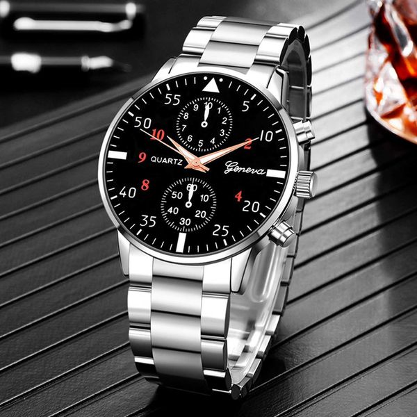 

watches fashion mens sports men stainless steel quartz wrist calendar luminous clock man business casual leather vh22, Slivery;brown