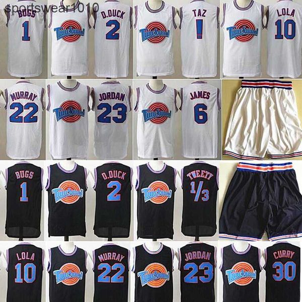 

custom space jam jersey movie tune squad looney tunes daffy duck bill murray lola bugs bunny taz tweety michael james curry basketball short, Black;red