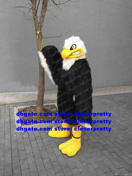 

black white long fur eagle hawk mascot costume tiercel falcon vulture character good-looking nice opening ceremony zx421, Red;yellow