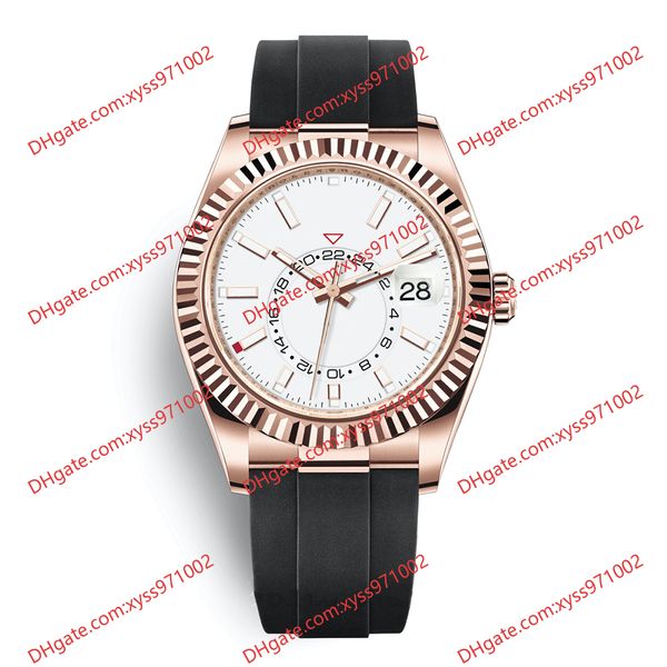 

highquality watch 2813 sports automatic machine 326235-0004 watches 42mm white dial 18k rose gold black rubber strap sapphire glass men&#039, Slivery;brown