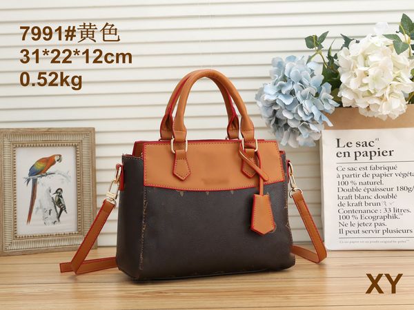 

luxury tote shoulder bag purse designer handbag message bags brand crossbody totes pu leather #7991 womens old flower coffee 31cm