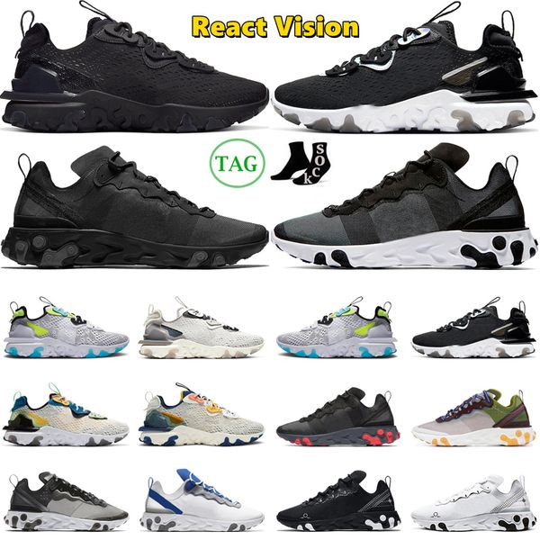 

react vision running shoes element 55 87 men women triple black white iridescent vast grey worldwide mens trainers outdoor sneakers