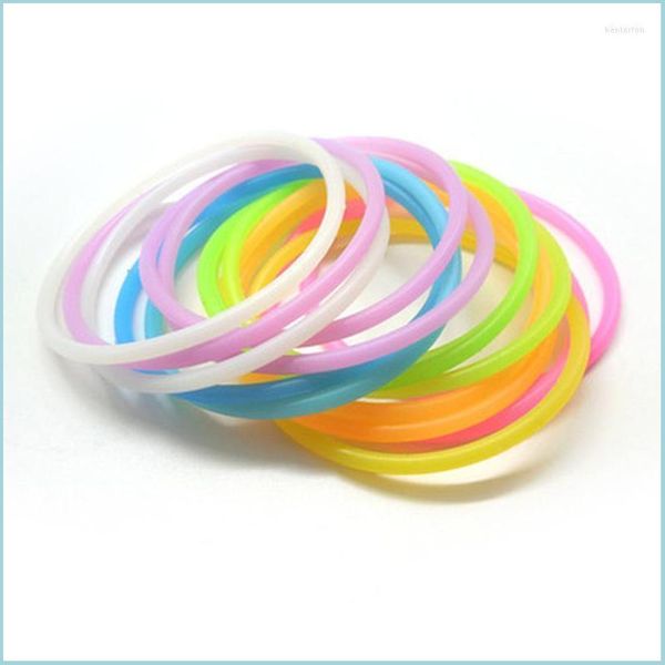 

charm bracelets charm bracelets 10pcs/20 pcs night luminous wristband gummy sile diy rubber hairbandscharm kent22 drop delivery jewel dhatg, Golden;silver