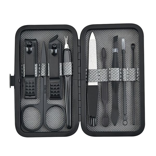 

nail manicure set 9pcsset clippers pedicure portable travel stainless steel cutter tool kit fingernail suit 221109