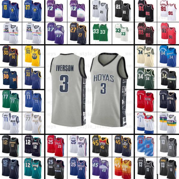 

kevin kyrie harden michael jokic durant irving butler basketball''nba''jersey booker dwyane ja luka morant doncic wade k, Black;red