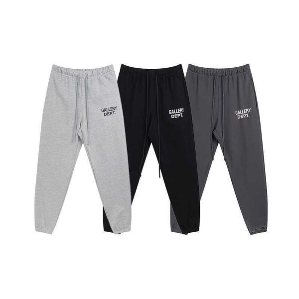 

brand trendy glleryes pants designer dept tide letter printing drawstring casual men's women's sports yt4o, Black