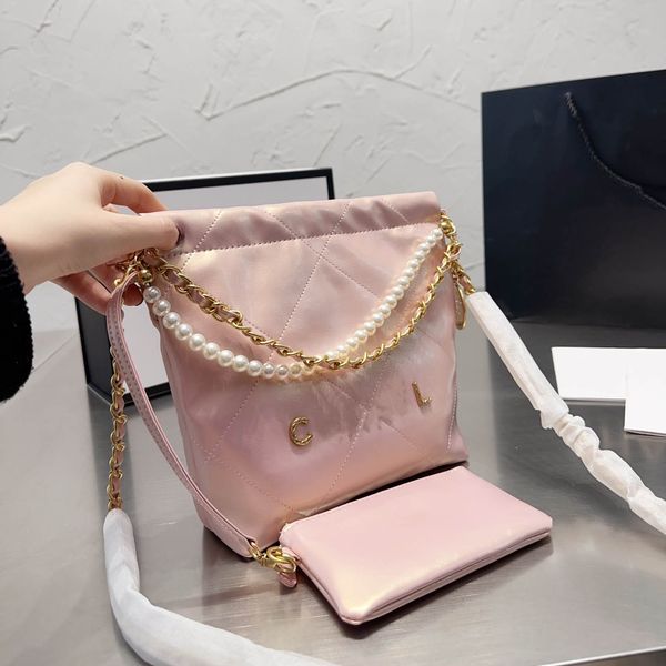 

bags designer totes bag women handbag classic luxury brand imitation pattern solid color large capacity shoulder bag leather chain pearl fas