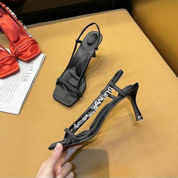 

designer slides 2022 spring thick heel square head drag rank wear cool women sumptuous, Black