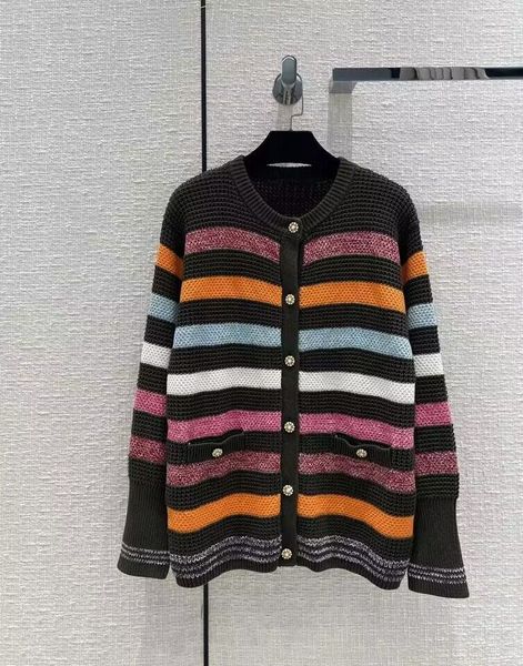 

2022 runway fashion autumn winter sweater vintage print knitting cardigan coat women's button pockets straight, White;black