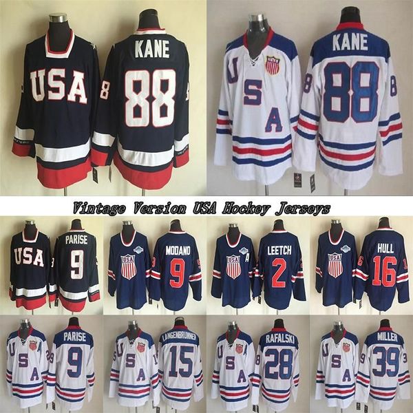 

hockey 1980 usa teams vintage version jersey kane 9 parise 16 hull 81 kessel 9 modano 30 thomas 39 miller ccm hockey jerseys, Black;red